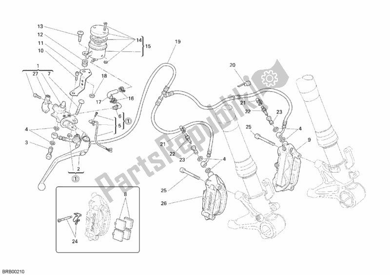 Tutte le parti per il Sistema Frenante Anteriore del Ducati Monster S4R USA 1000 2007